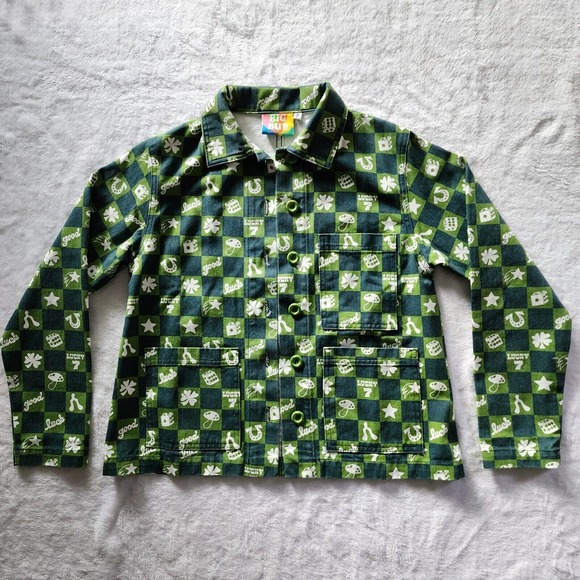 Size P Big Bud Press Work Jacket Lucky Green Print Pattern NWOT - Picture 13 of 13